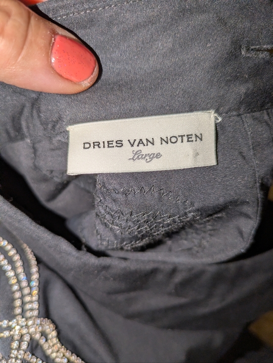 Dries Van Noten Corso Rhinestone Crystal Women's Oversized Long Sleeve Blouse - Picture 4 of 11